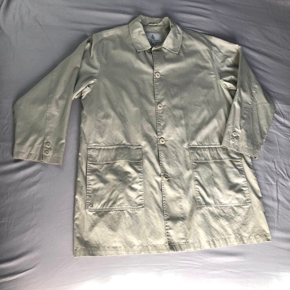 Vintage‎ London Fog Men's Trenchcoat Size XL Maincoat Unlined Duck Cotton Khaki